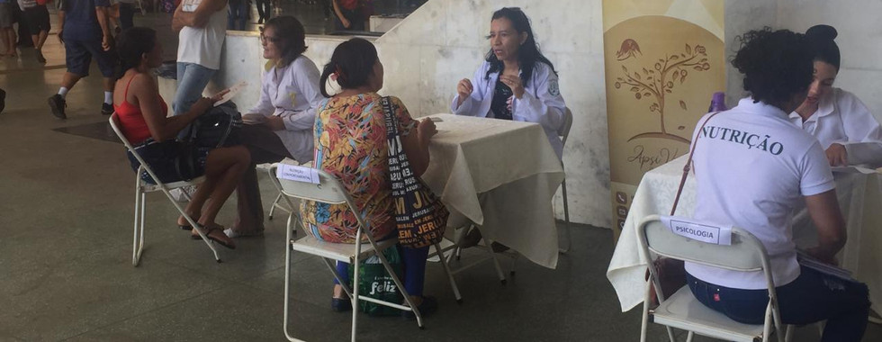 Doctors providing healthcare at community event