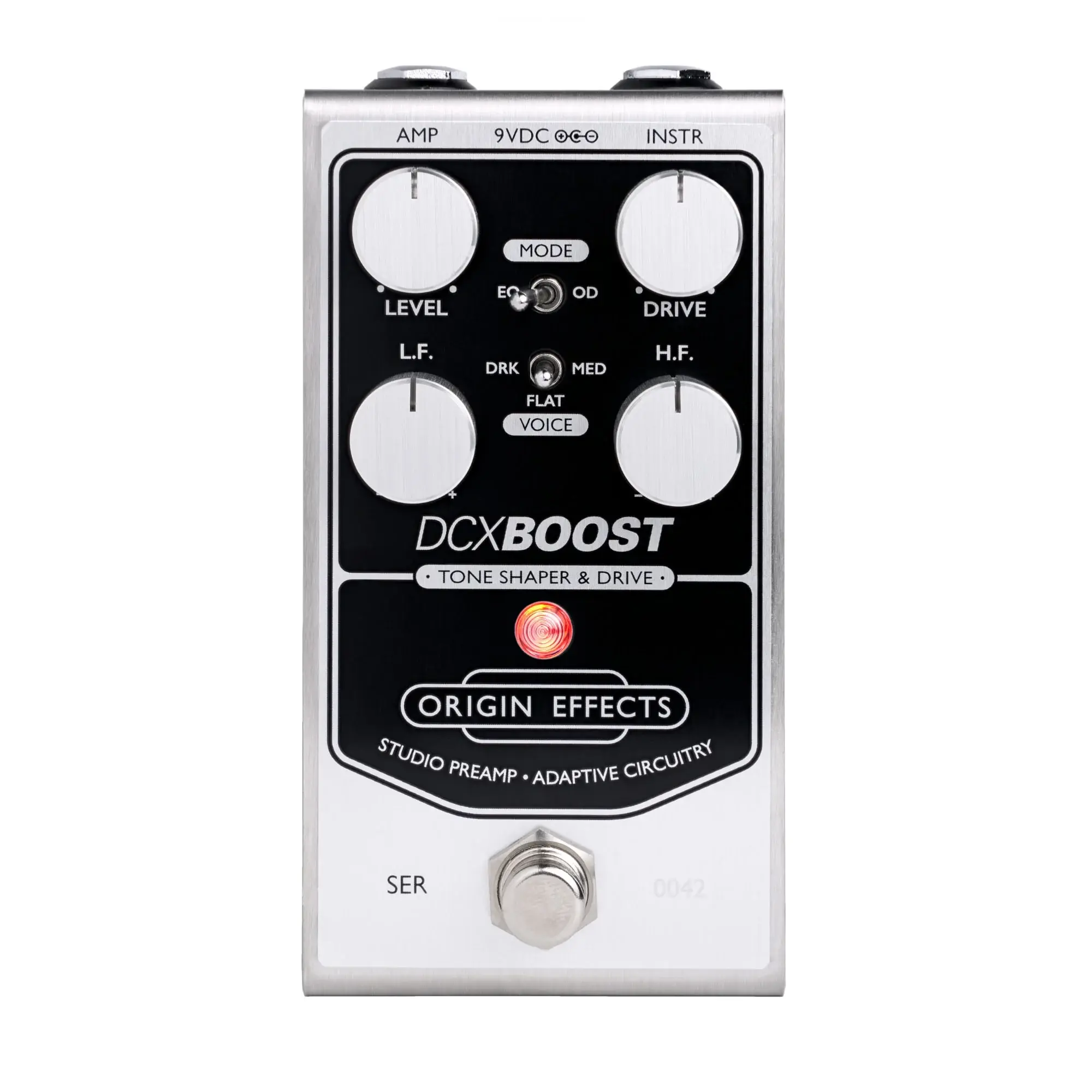 Origin Effects DCX Boost visto de frente