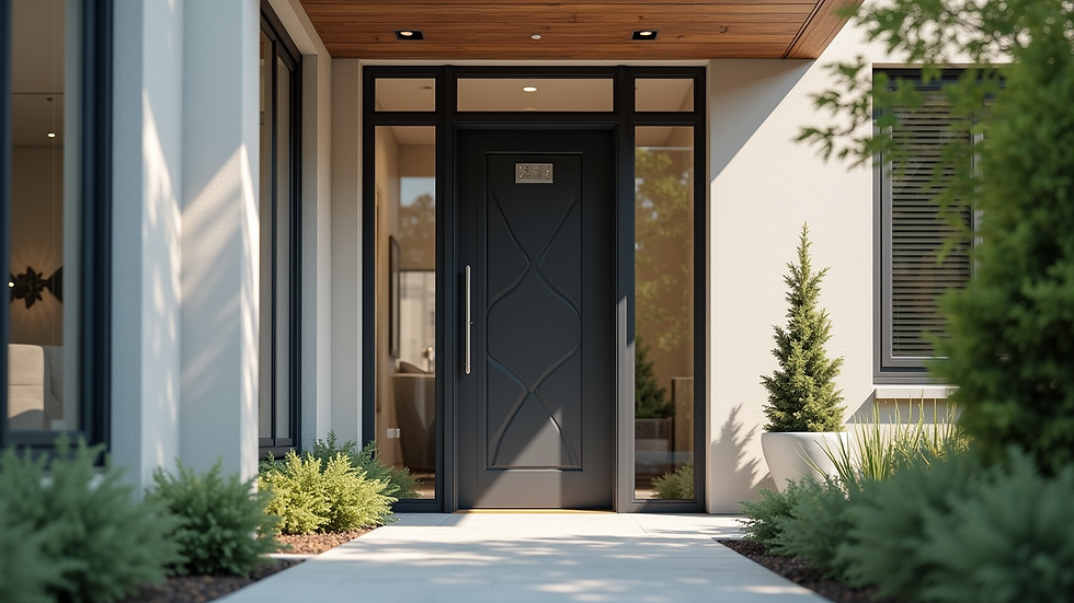 Eye-level view of a modern front door installation