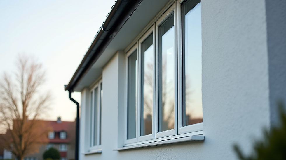 Eye-level view of modern white uPVC window on a residential building