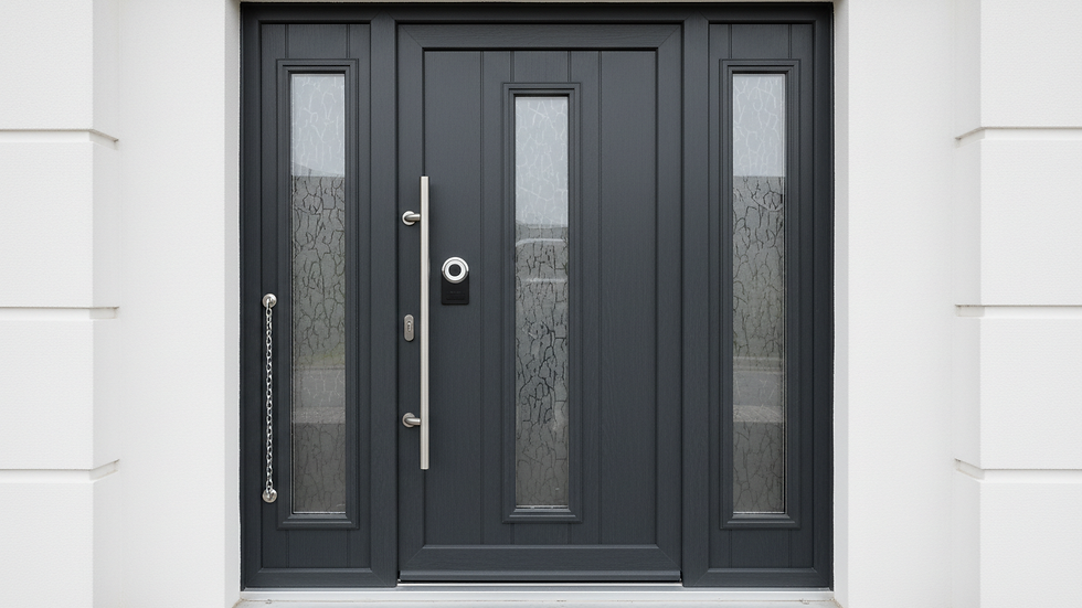 Close-up view of a modern composite door with secure locking system