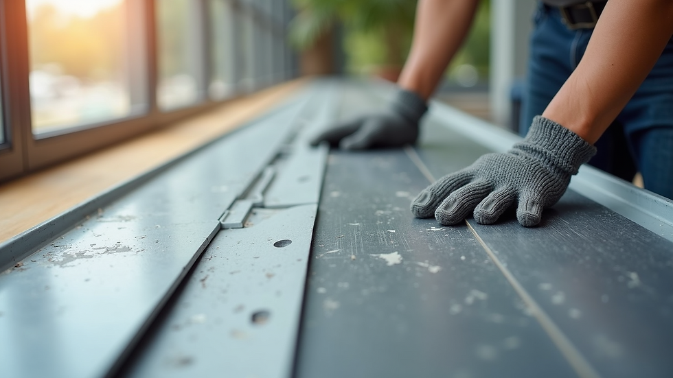 Close-up view of advanced building materials being installed