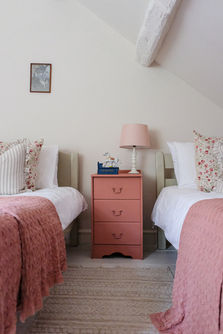 Stable Cottage twin bedroom with beds under the eves designed by Rural Wildings Interior Design. 