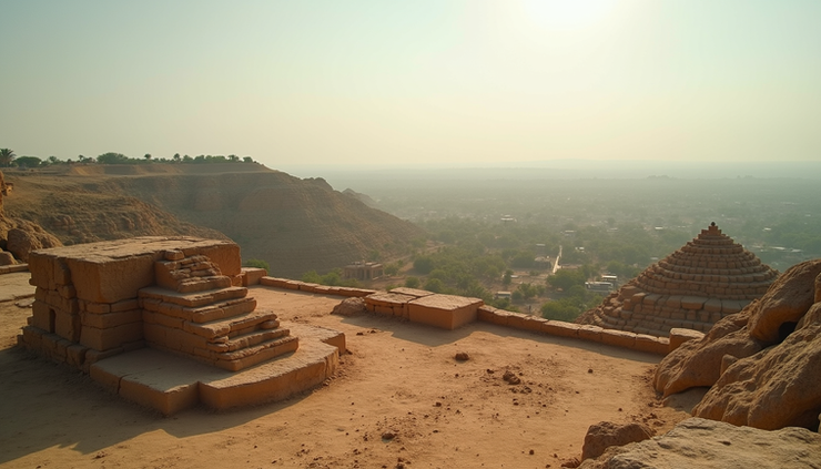 Eye-level view of Matanga Hill with panoramic ruins in the background
