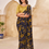 Thumbnail: Purple & Yellow Colour Floral Printed Georgette Saree With Tassels, nimbdee