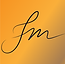 Um logotipo em fundo laranja com as iniciais "FM" escritas em uma fonte cursiva elegante, representando Ferreira e Monteiro.