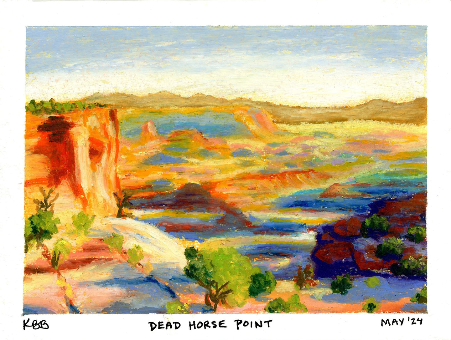 Dead Horse Point, oil pastel, 2024