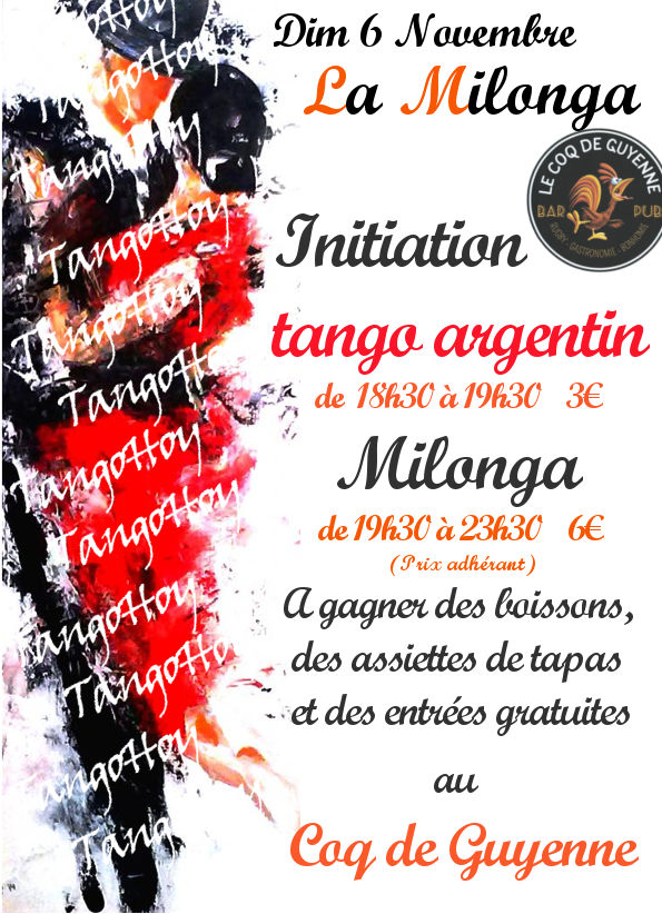 Milonga au Coq de Guyenne Dimanche 6 Novembre