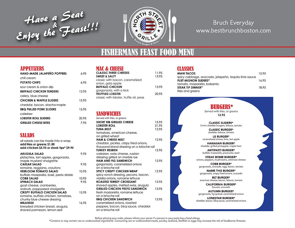 2019 Fishermans Feast Menu Front