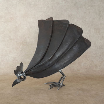 poulette poule métal récup sculpture 