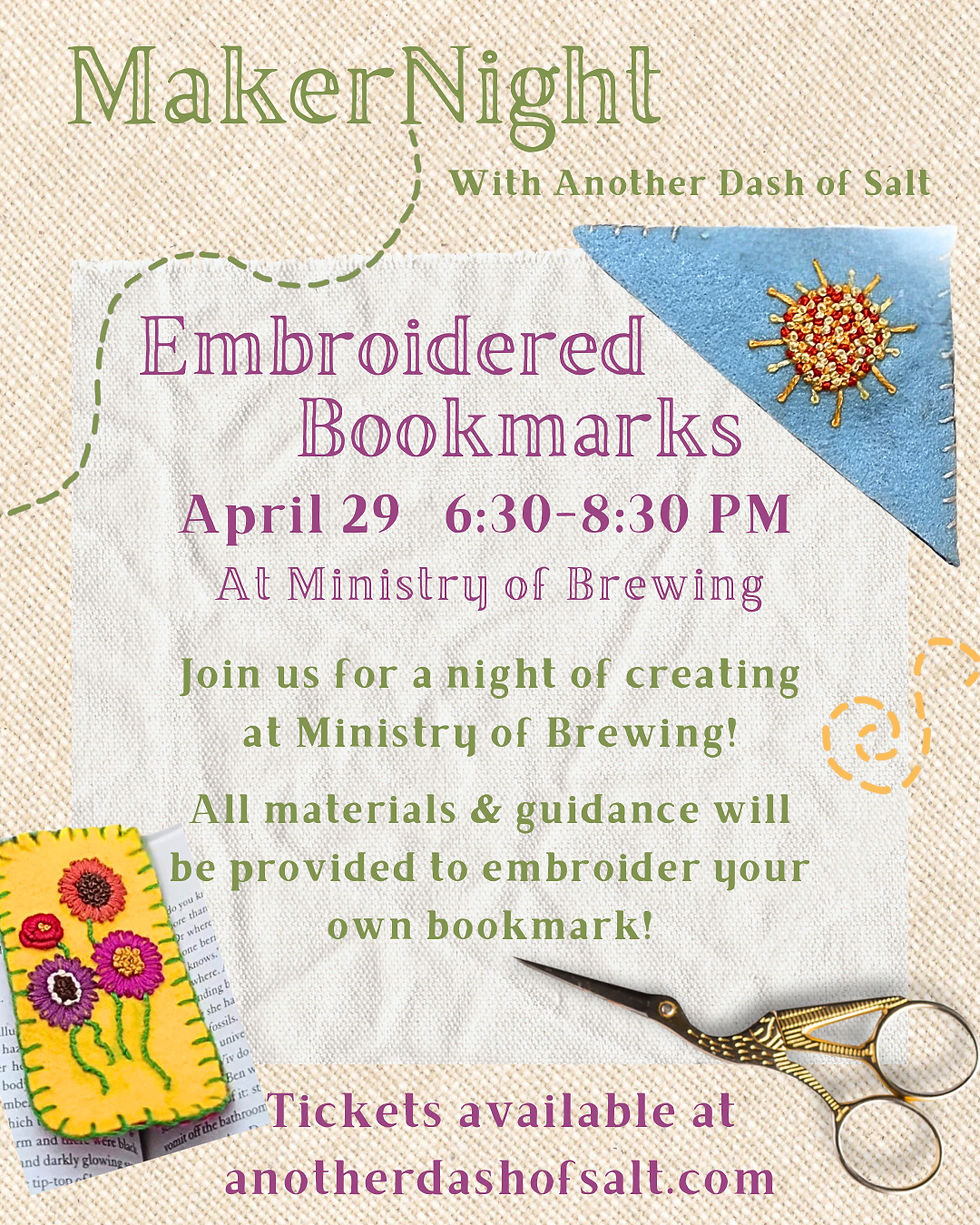 Maker Night - Embroidered Bookmarks