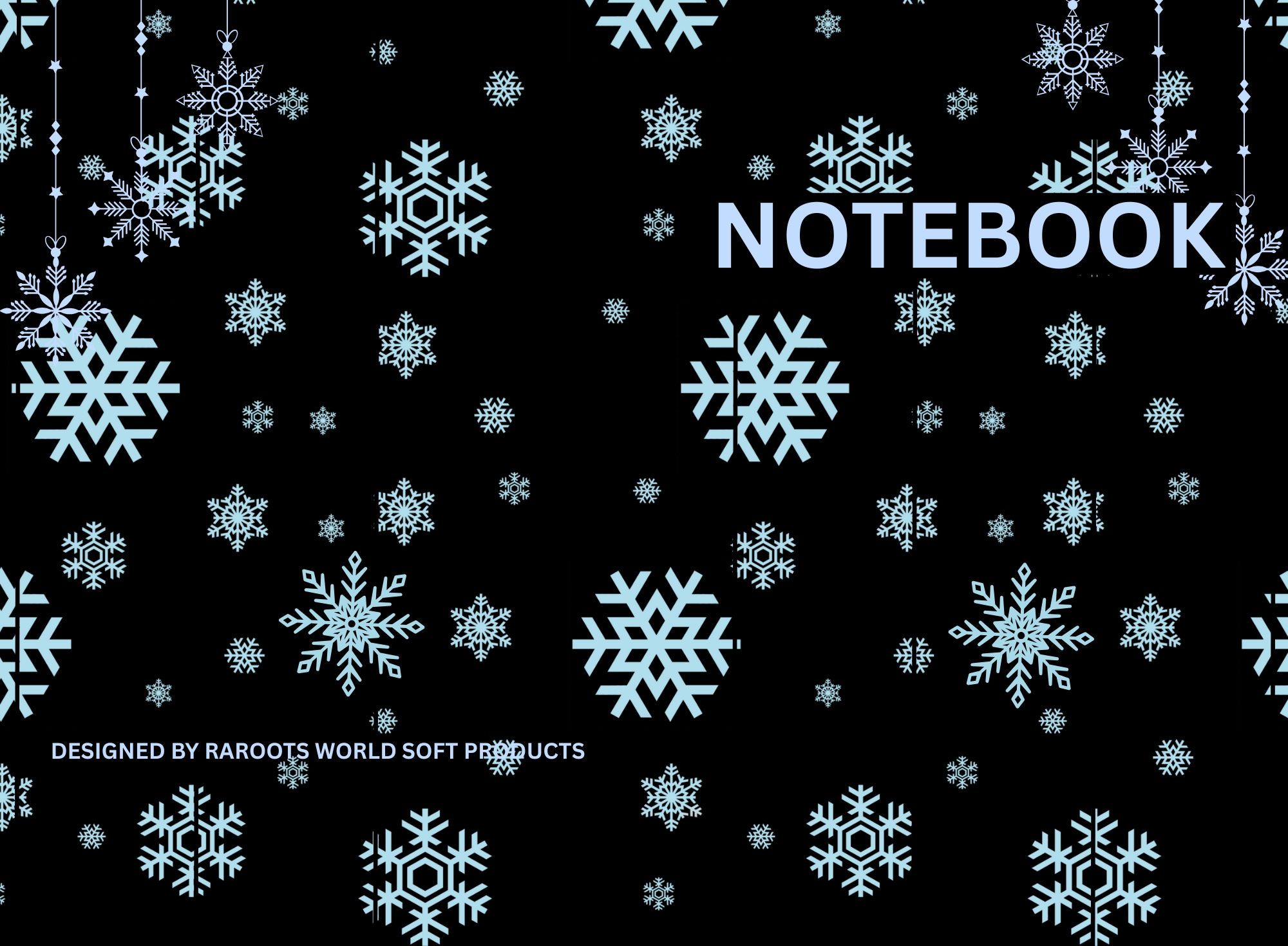 NOTEBOOK COVER - SNOW FLAKES THEME DESIGN