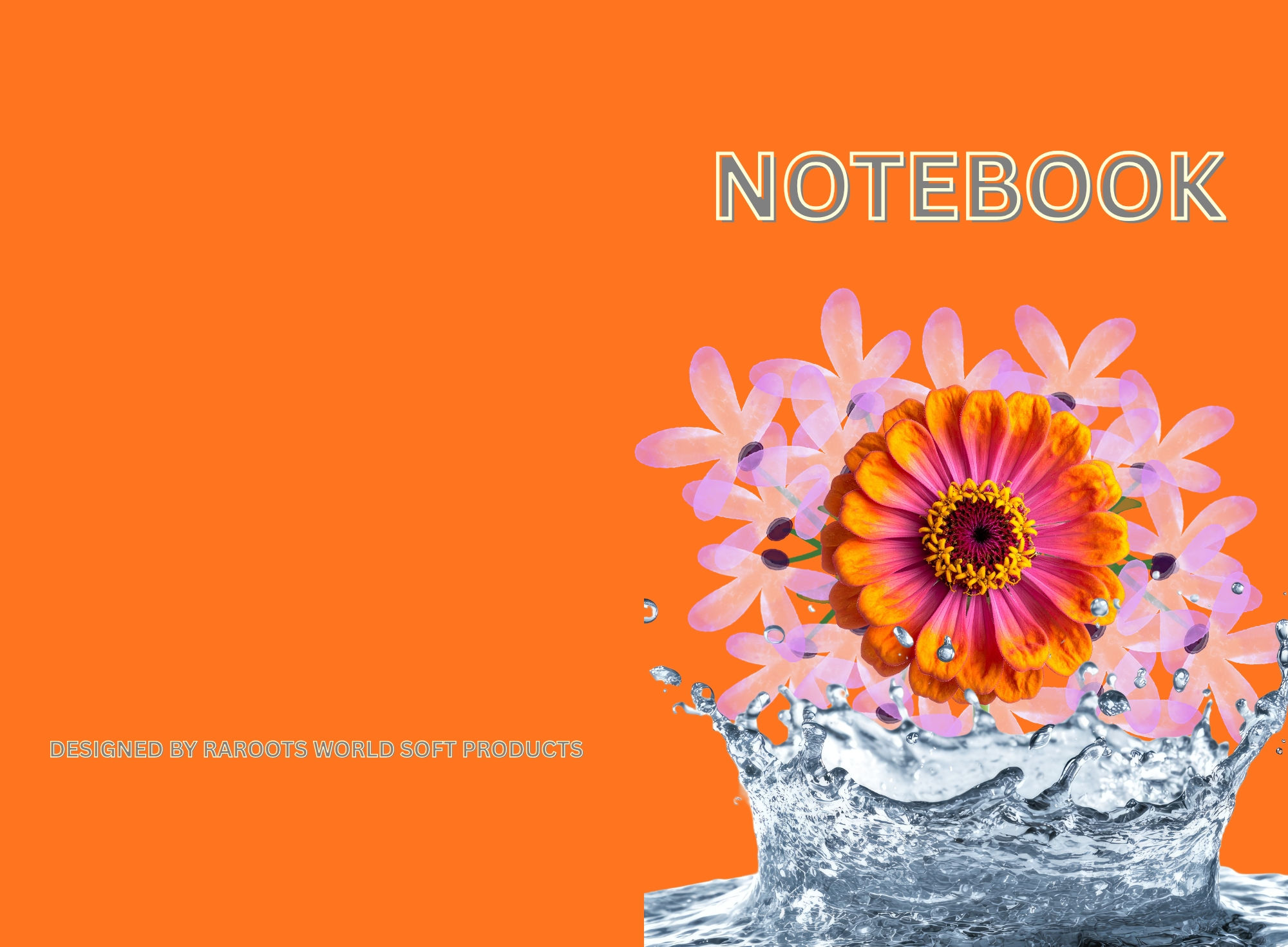 NOTEBOOK COVER - FLOWER WITH WATER SPLASHES THEME DESIGN