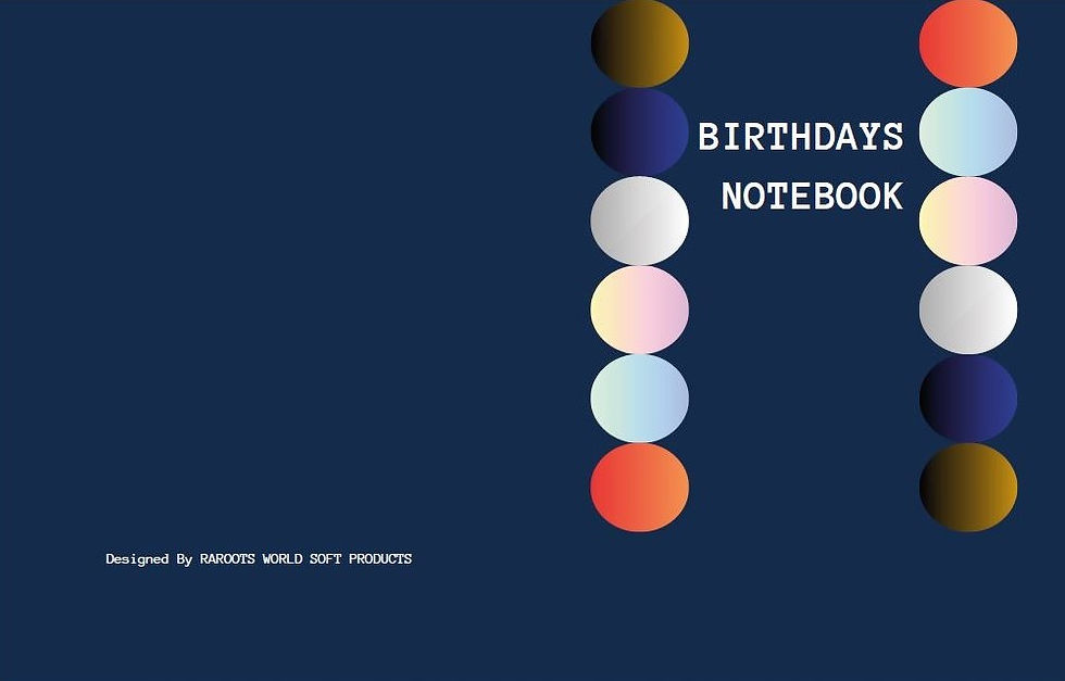 BIRTHDAYS REMINDER NOTEBOOK COVER - BLUE DESIGN