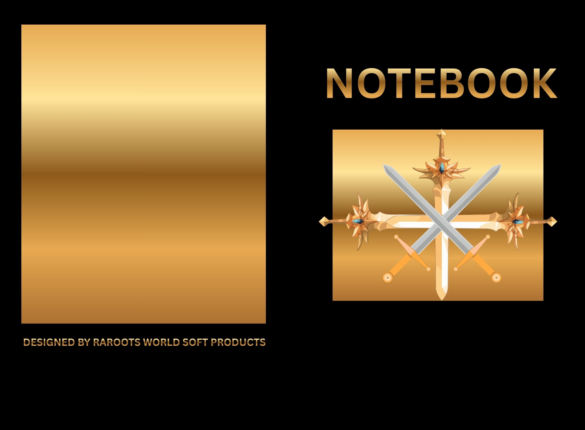 NOTEBOOK COVER - GOLDEN SWORDS THEME DESIGN