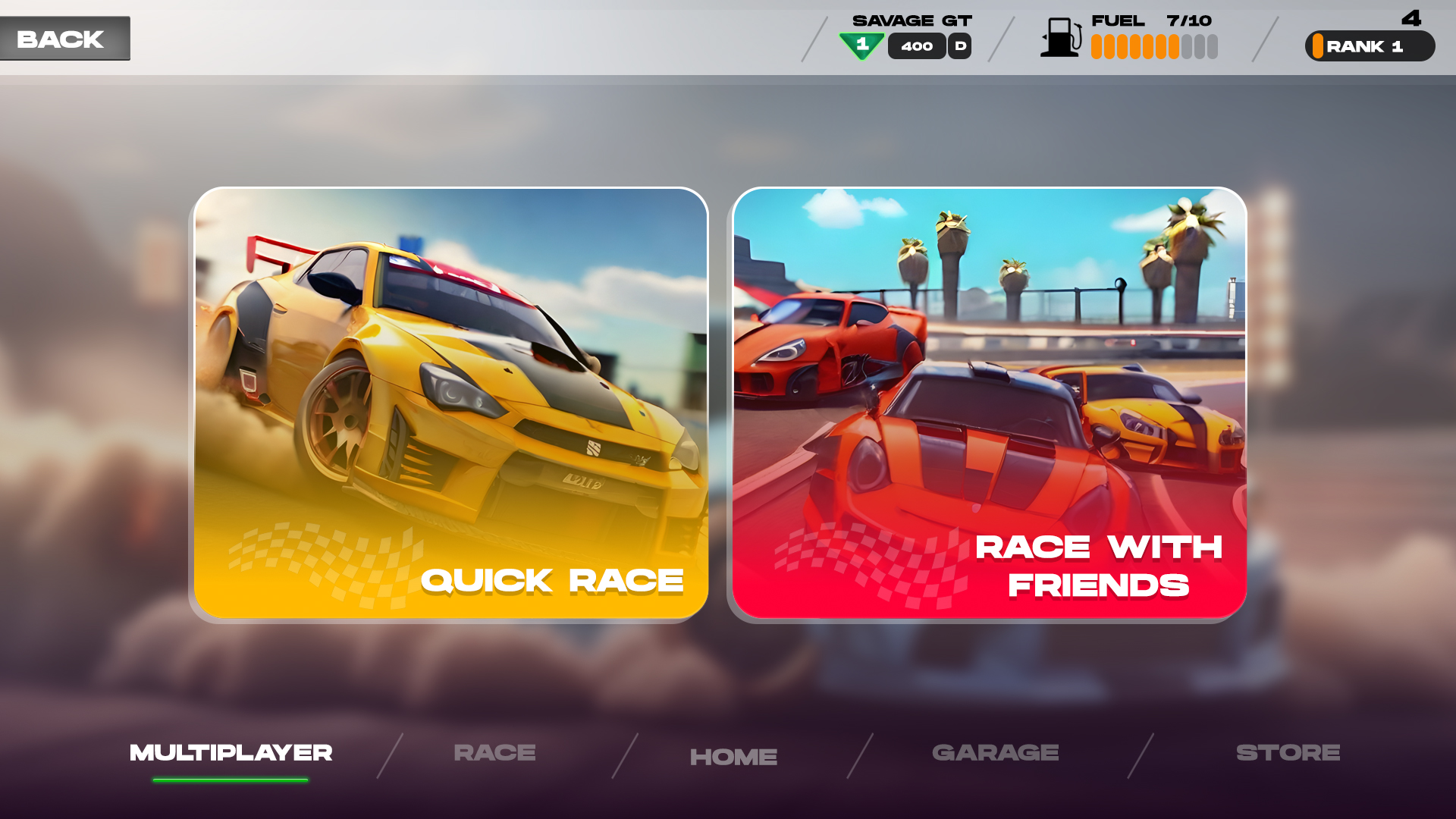 Multiplayer Drag Club game UI screen