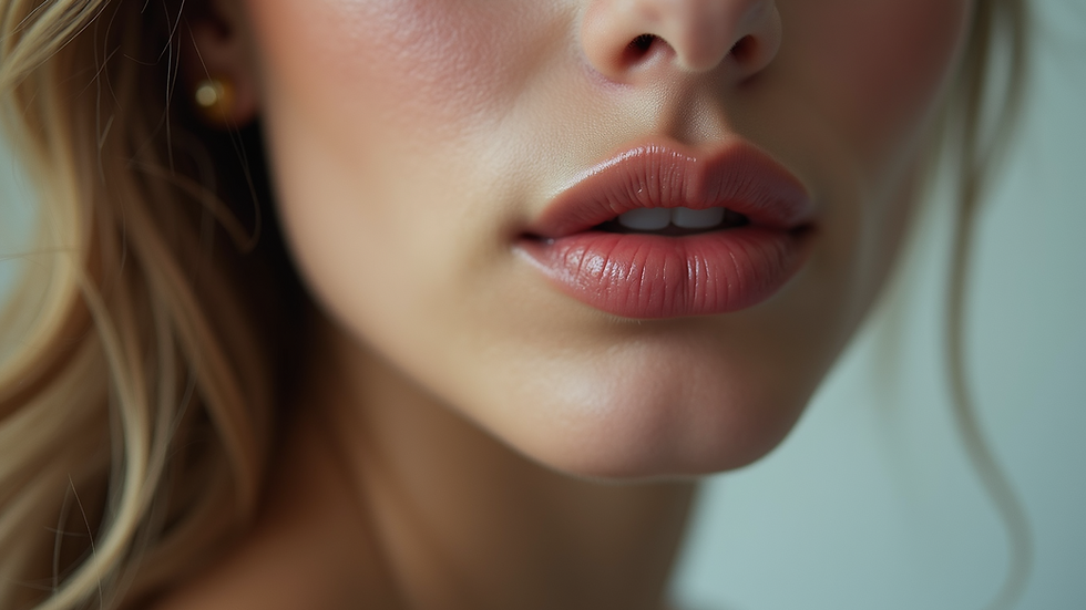 Close-up view of a woman with beautifully filled lips