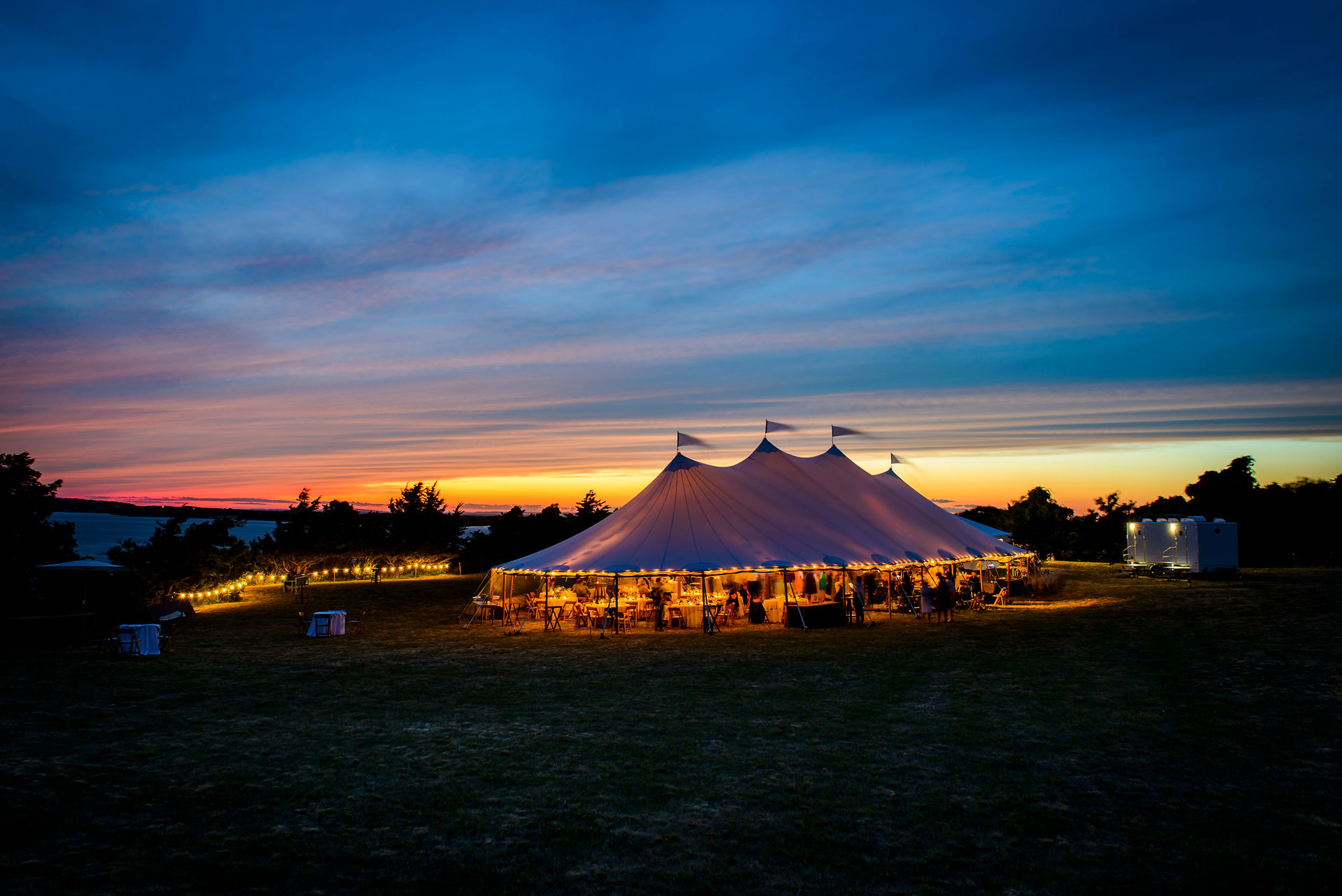 A big sky tent during blue hour photo by David Welch Photography