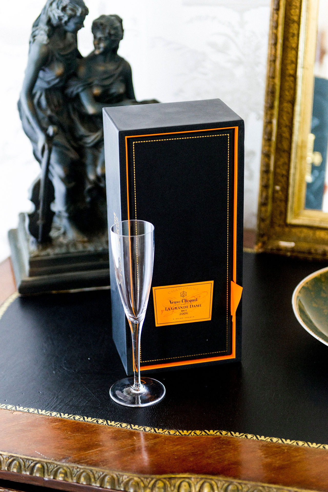 Champagne flute and box photo by David Welch Photography