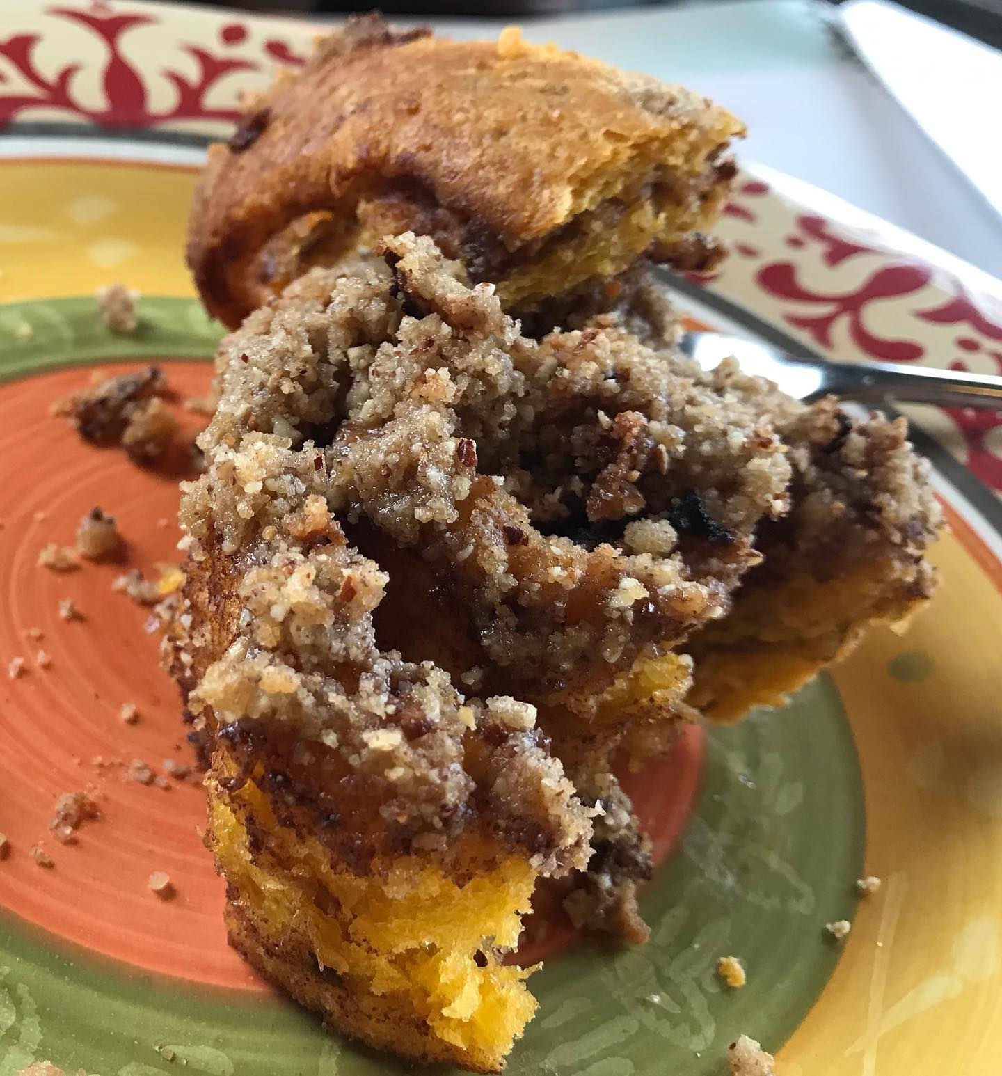 GF DF Sweet Potato Cinnamon Rolls w/ Pecan Crumble