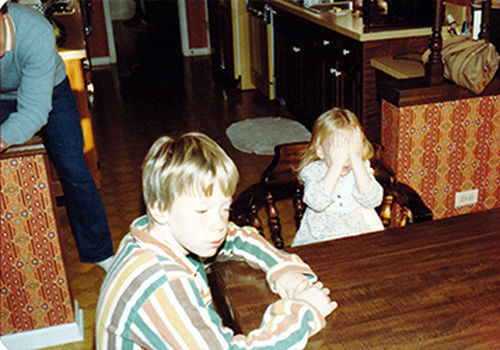 old picture of family meal