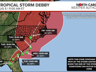 Tropical Storm Debby to bring impacts to North Carolina this week.