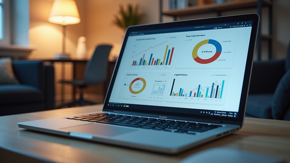 Eye-level view of a laptop screen displaying digital marketing analytics