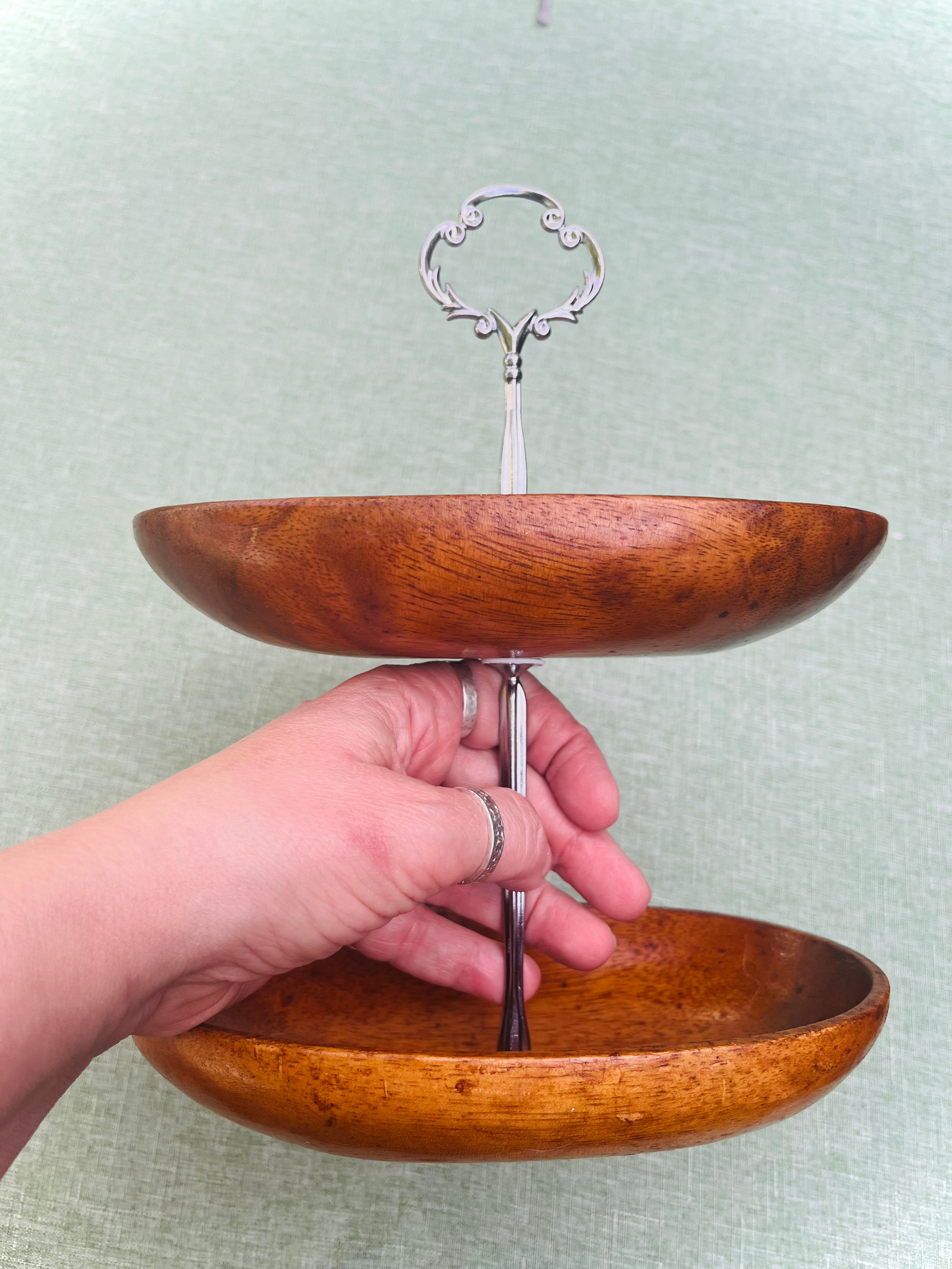 Wood Bowls 2 Tier Tray
