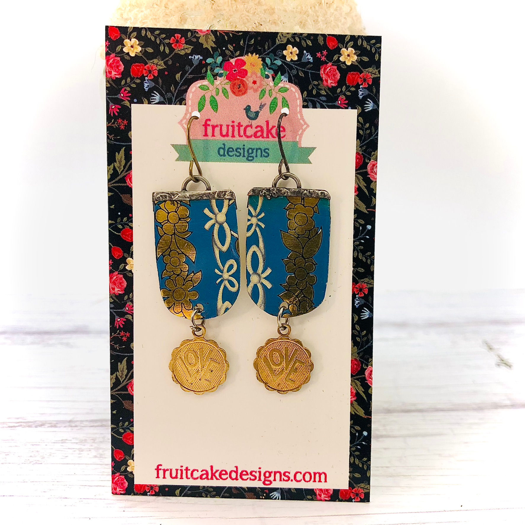 Small half oval earrings - Blue and Gold
