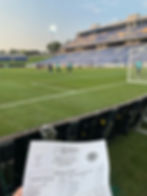 Professional soccer field from the sidelines