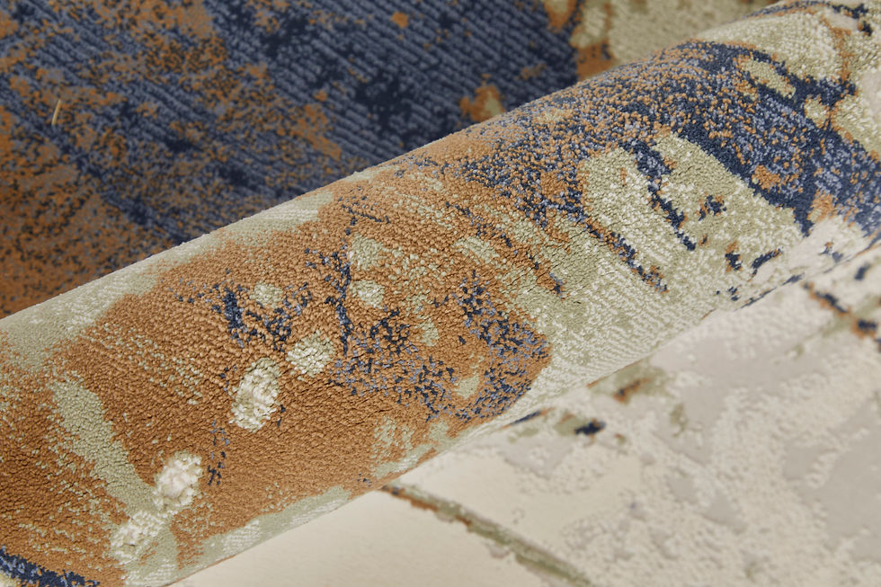 Thumbnail: Clio Modern Abstract, Blue/Orange/Ivory