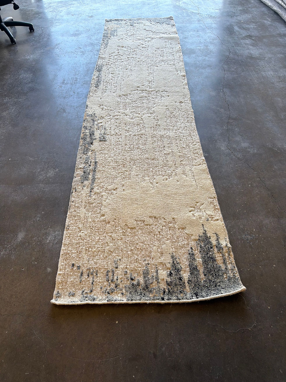 Thumbnail: NEW Custom Hand-Knotted Modern Runner Rug 3' x 12' – Ivory & Charcoal