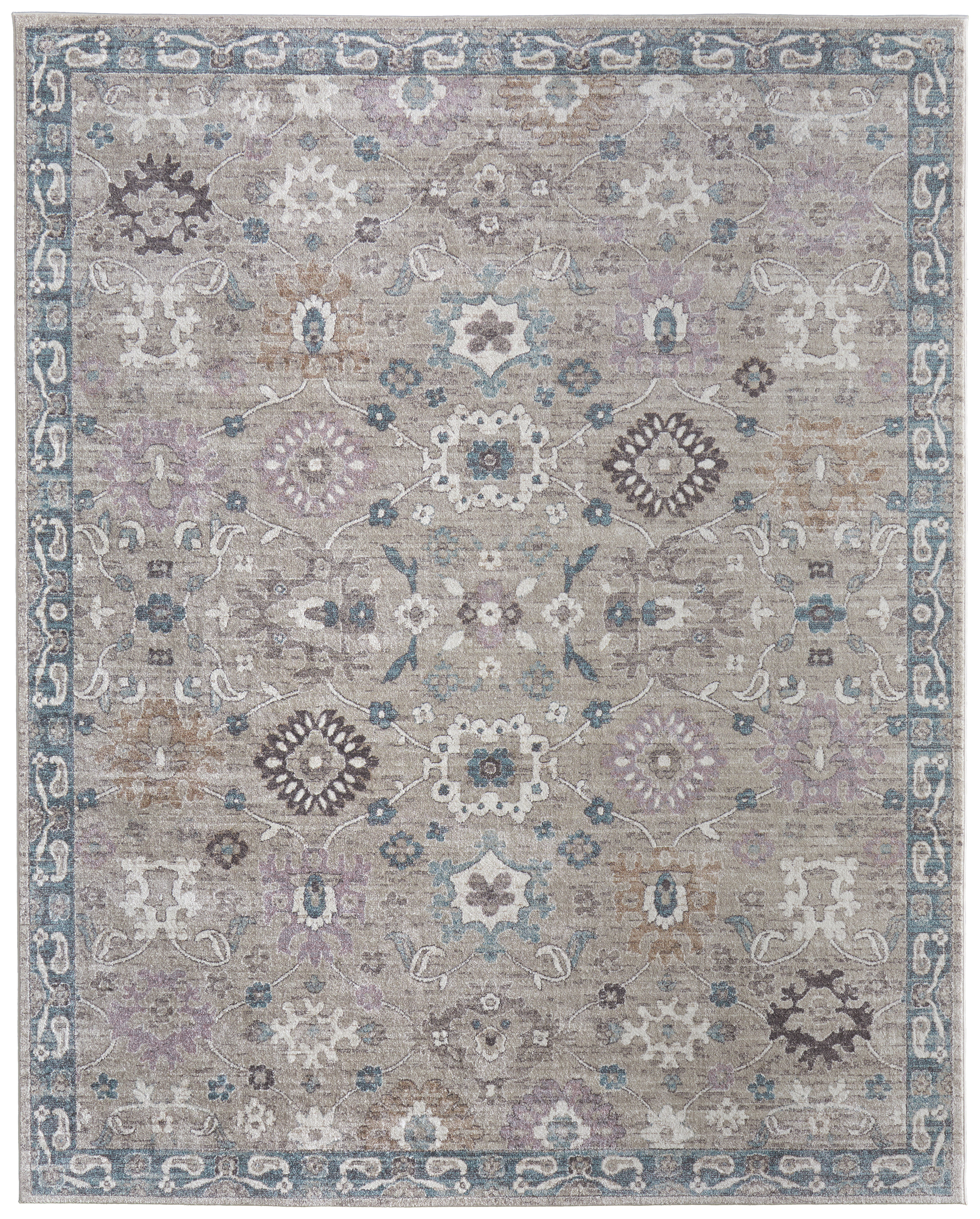 Dartmouth Transitional Floral & Botanical, Gray/Blue/Taupe