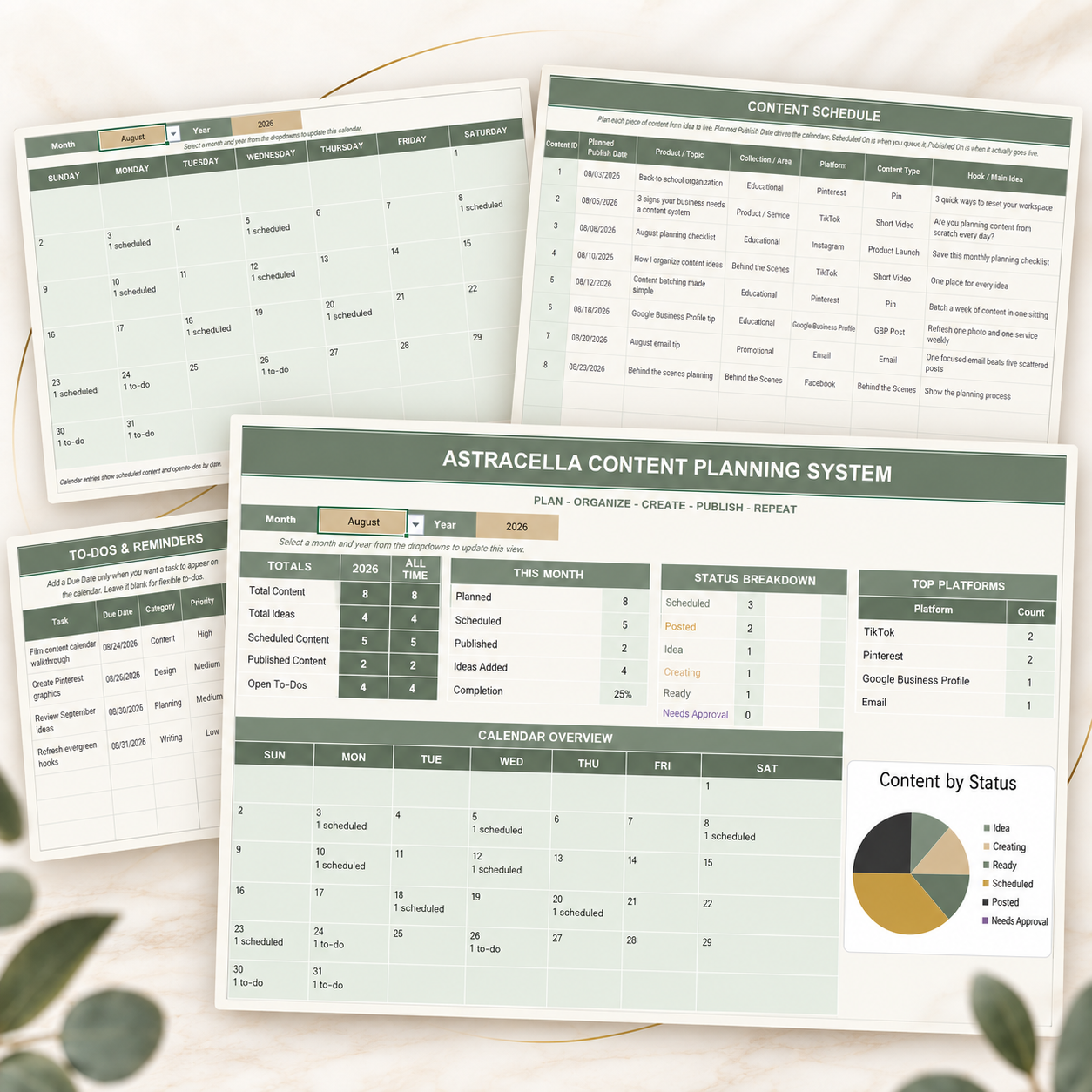 Social Media Content Planner Excel workbook cover and dashboard preview