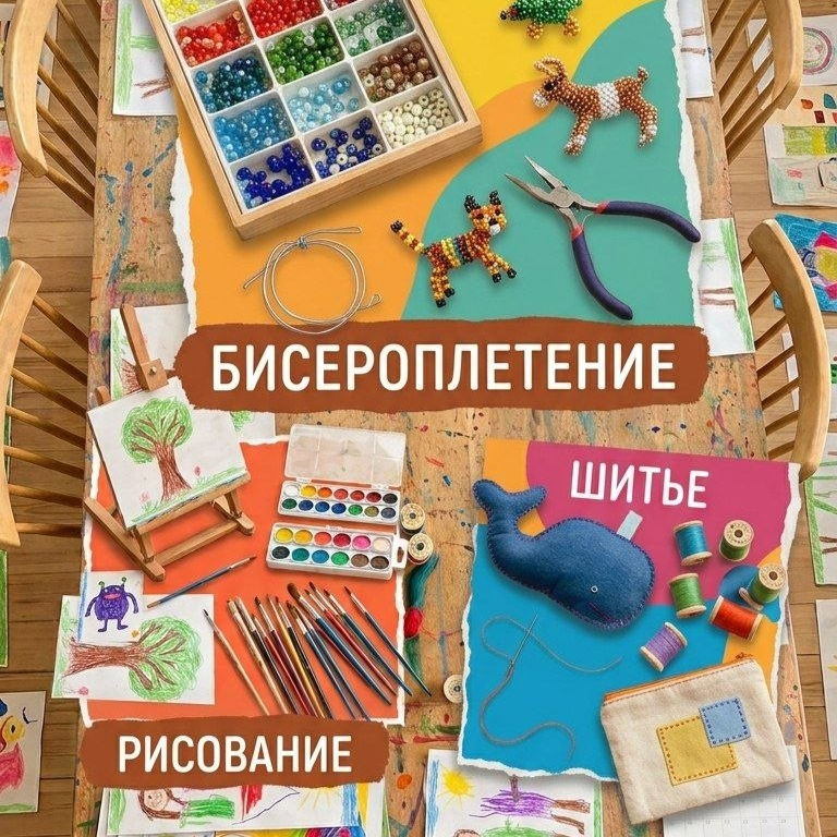 Арт-день для детей: бисер, шитье и рисование!