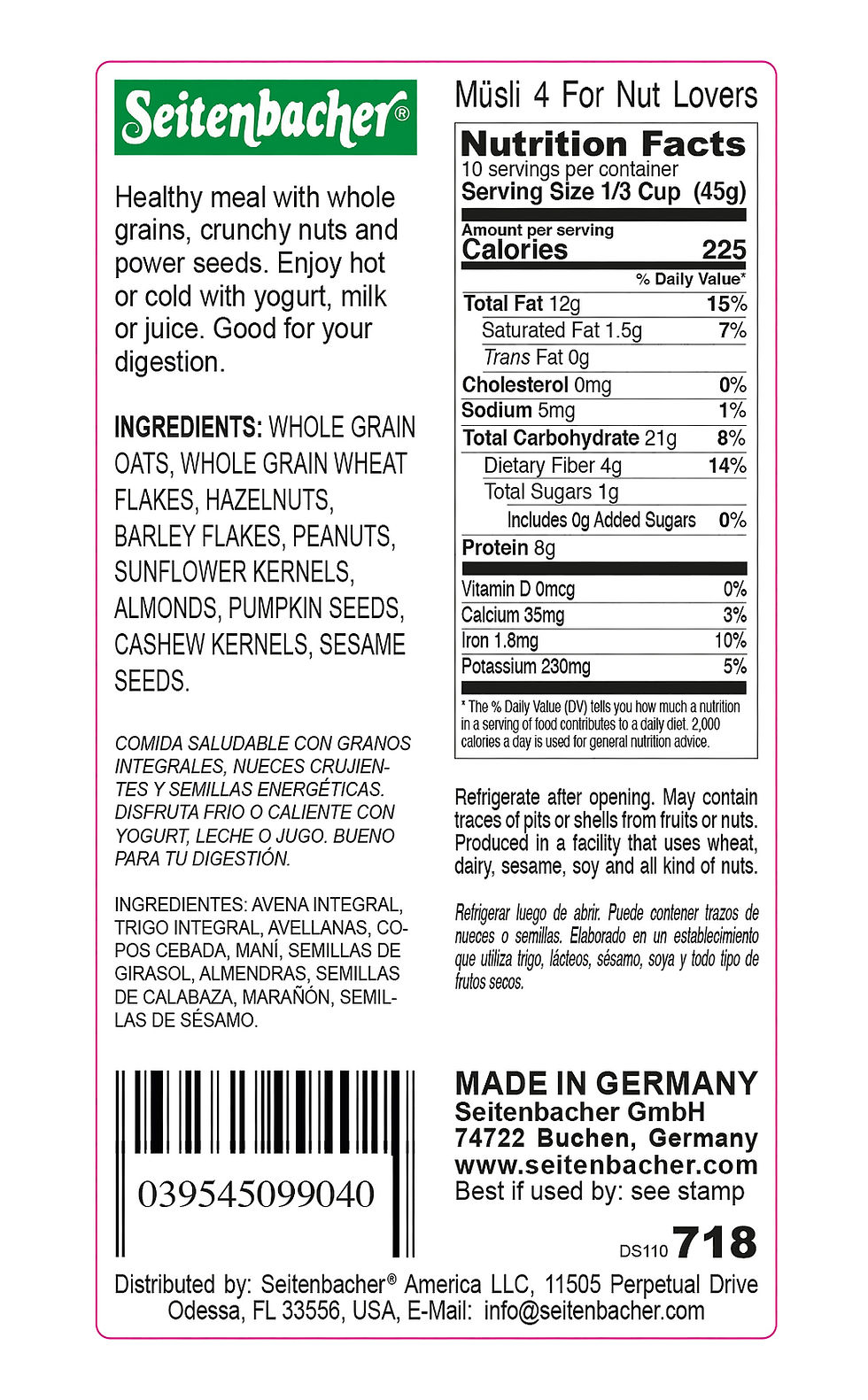 Thumbnail: muesli for nutlovers back label