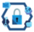 Representación de la ciberseguridad, candado, claves, mensajes cifrados