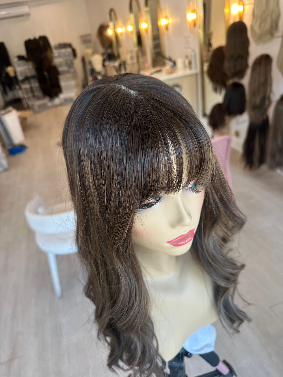 Thumbnail: TP30820-22: DARK BROWN LEXIE PRECUT BANGS 8X9 22-23"