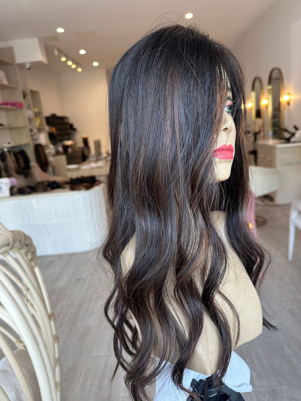 Thumbnail: CL33992: CLOSED LACE TOPPER NATURAL SOFT BLACK WITH CHOCOLATE BALAYAGE 24"