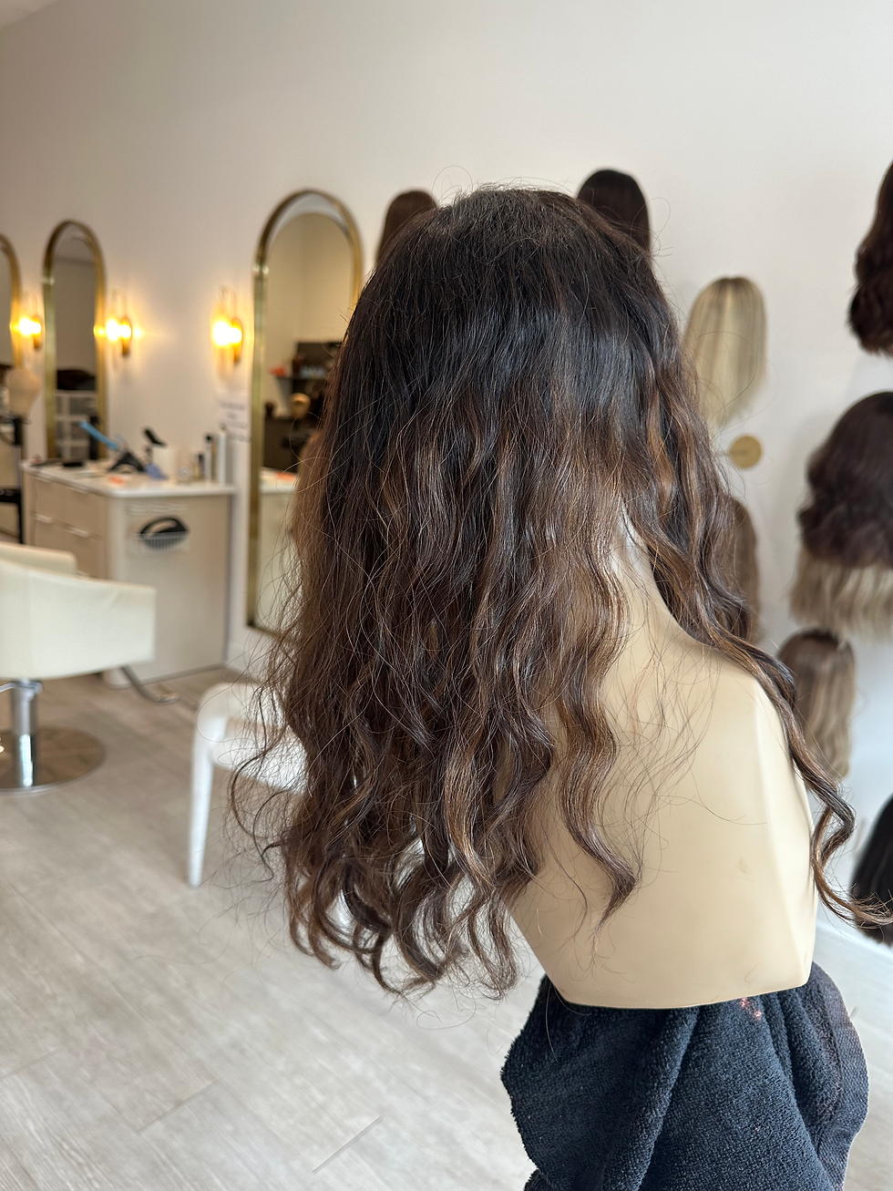 Thumbnail: CLOSED LACE TOPPER - NATURAL SOFT BLACK X CUSTOM CARAMEL BALAYAGE - WAVY 20”