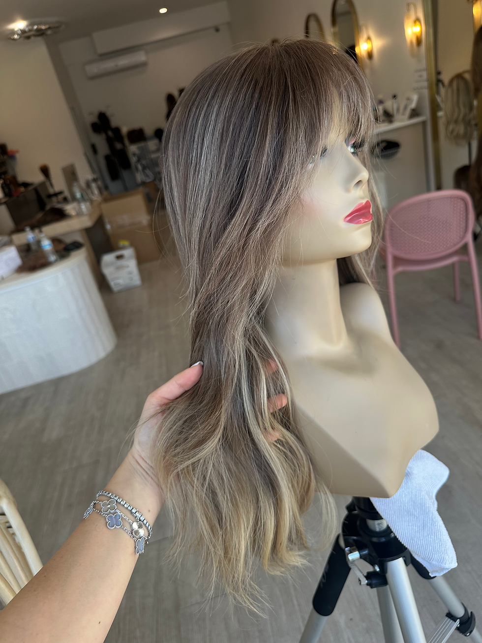 Thumbnail: LT0657: LACE TOP WIG - M/L - PRECUT BANGS ASH TO BLONDE BALAYAGE