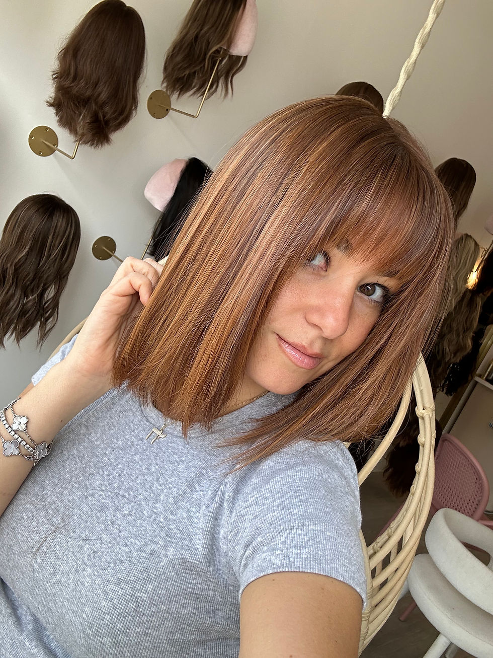 Thumbnail: TCP34645: 8X8 14" PRECUT BANGS AUBURN COPPER BALAYAGE