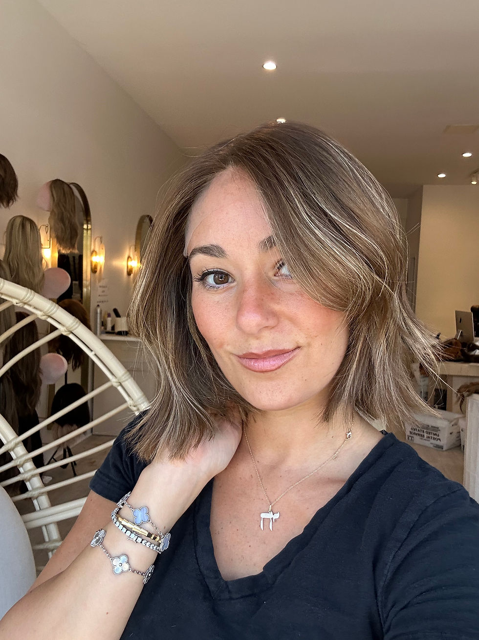 Thumbnail: LT4856: LACE TOP WIG SMALL 12” custom beigy brown balayage 