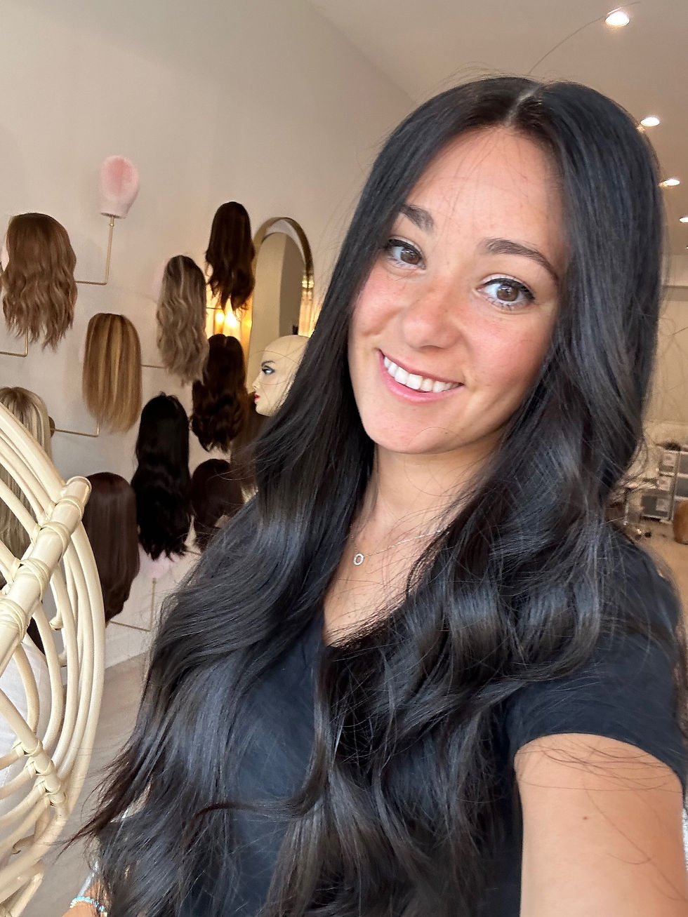 Thumbnail: LACE TOP FULL WIG - 28” - XS/S/M/L- NATURAL SOFT BLACK