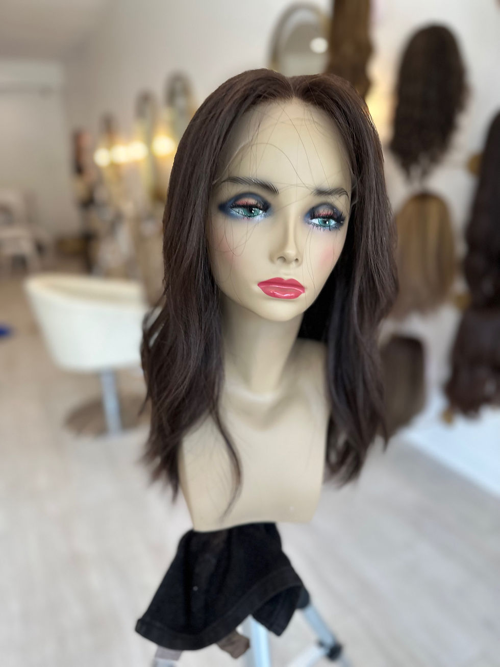 Thumbnail: LACE TOP FULL WIG - NATURAL DARK BROWN - XS/S/M - 19-20"