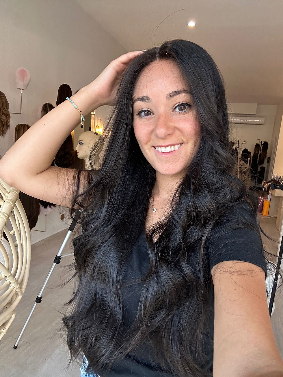 Thumbnail: LACE TOP FULL WIG - 28” - XS/S/M/L- NATURAL SOFT BLACK