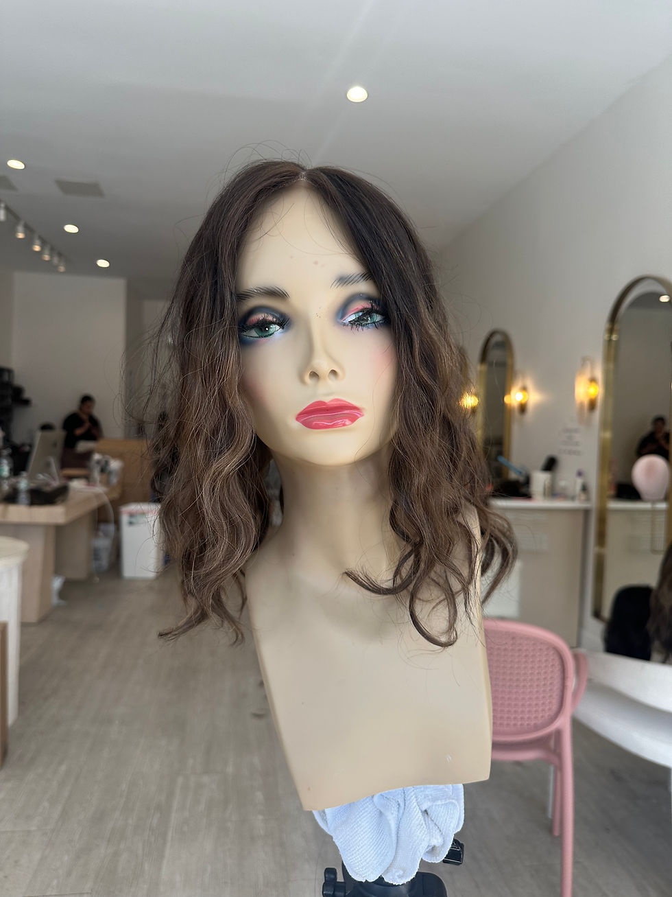 Thumbnail: CLOSED LACE TOPPER PERM WAVY DARK BROWN LEXIE 16” & 20"