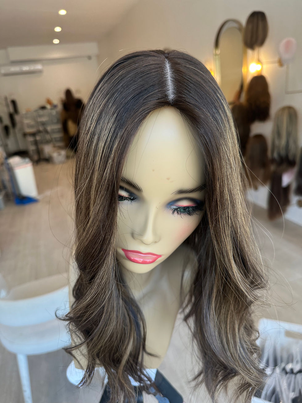 Thumbnail: TP9084: DARK BROWN X CARAMEL SILK TOPPER 8X9 18"