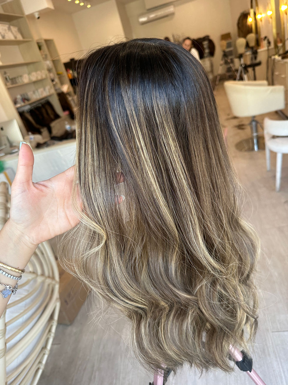 Thumbnail: LT3653: LACE TOP WIG - SMALL 26" - CUSTOM COLOR BROWN/BLONDE