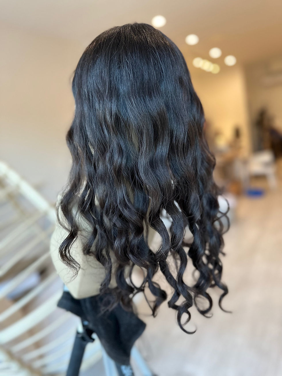 Thumbnail: Closed lace topper 7x8 16/20/24”  natural soft black wavy PERM